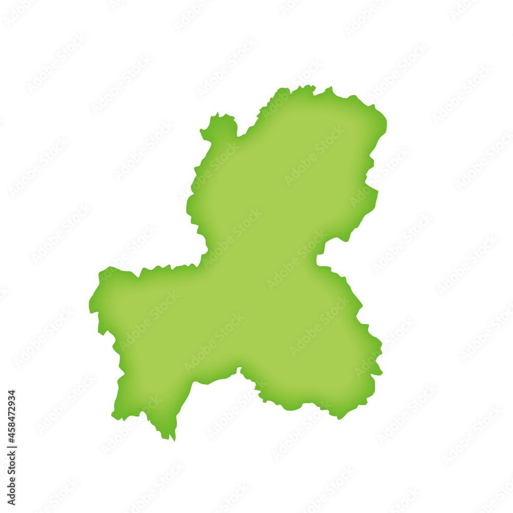 岐阜県の地図　緑色の県庁所在地マーク　都道府県単位の地図のイラスト　地図シルエット