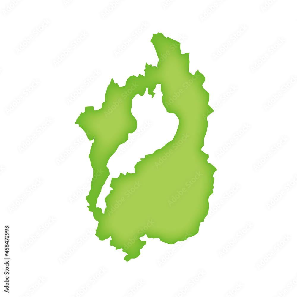 滋賀県の地図 緑色の県庁所在地マーク 都道府県単位の地図のイラスト 地図シルエット Stock Vector Adobe Stock