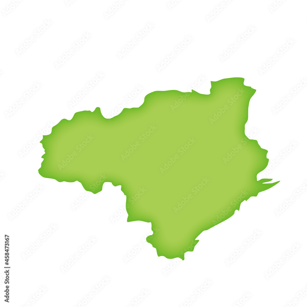 徳島県の地図　緑色の県庁所在地マーク　都道府県単位の地図のイラスト　地図シルエット