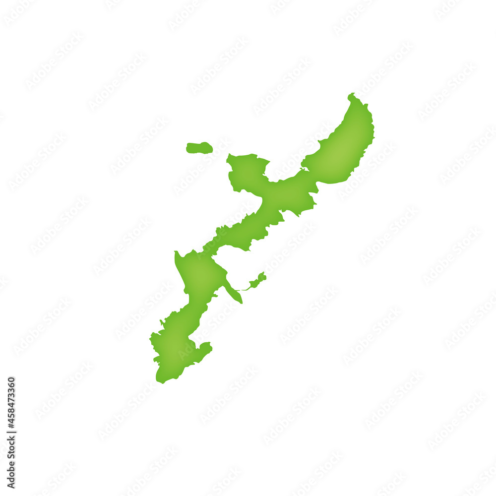 沖縄県の地図 緑色の県庁所在地マーク 都道府県単位の地図のイラスト 地図シルエット Stock Vector Adobe Stock