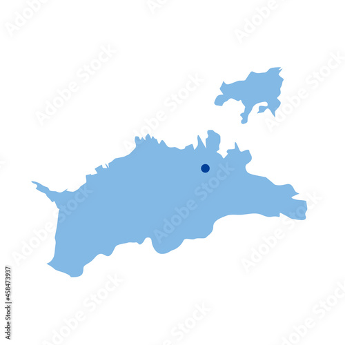 香川県の地図　県庁所在地マーク　都道府県単位の地図のイラスト　地図シルエット