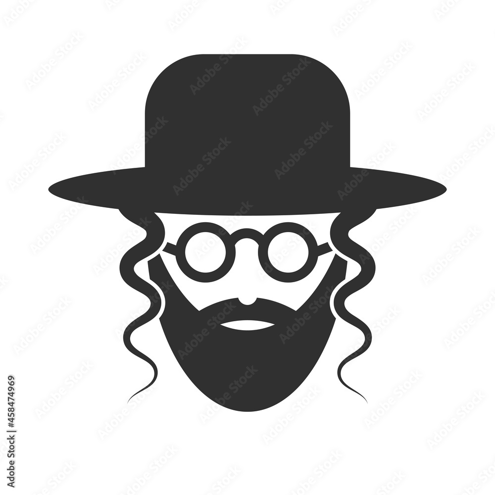 Bearded Jew with hat and sunglasses. Icon of Hasid Bearded Jew with hat and sunglasses. Icon of Hasid