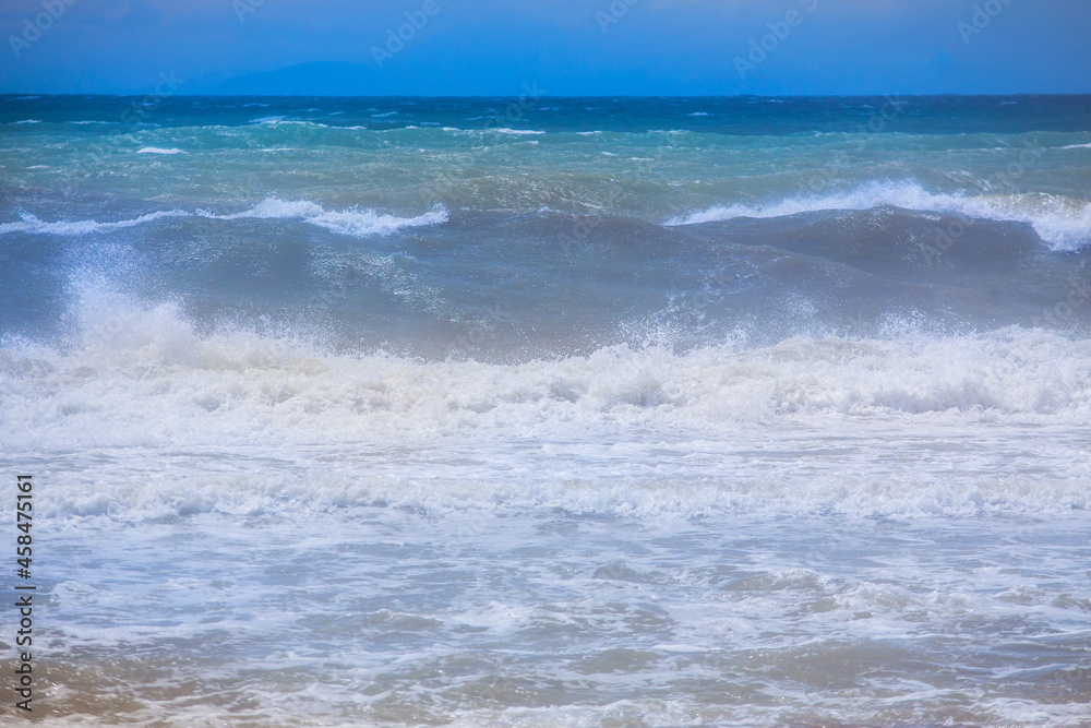 Storm waves on the seashore
