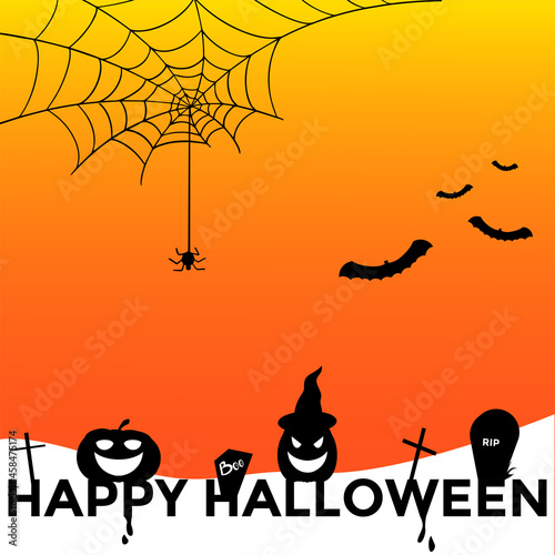 happy Halloween illustration for postcards or design . Vector illustration