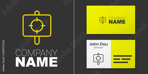 Logotype line Target sport icon isolated on grey background. Clean target with numbers for shooting range or shooting. Logo design template element. Vector