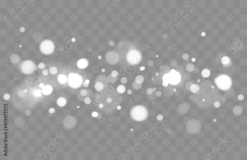 Shining bokeh isolated on transparent background. Bokeh lights with glowing particles isolated. Christmas concept