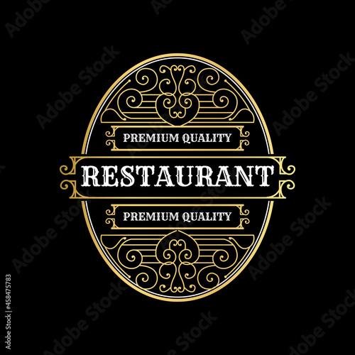 Vintage ornamental vector with floral ornament Suitable for whiskey, liquor, beer, brewery, wine, barber shop, coffee shop, tattoo studio, salon, boutique, hotel, shop signage engraving illustration