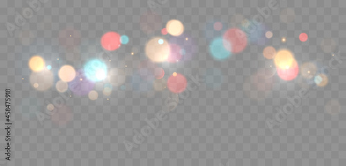 Colorful bokeh lights background. Blurred circle shapes. Vector illustration photo