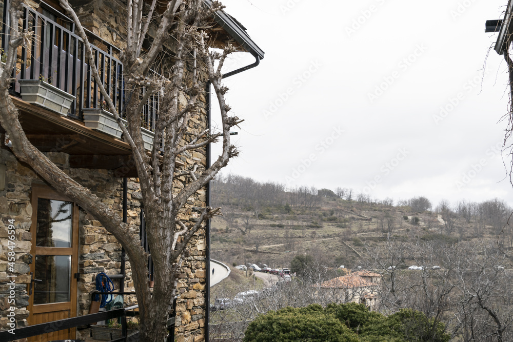 Typical rural landscapes built with black slate stone. Black villages of the alcarria Typical rural landscapes built with black slate stone. Black villages of the alcarria