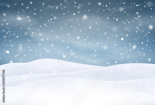 Vector snowfall isolated. Winter background. Snow overlay. Snowflakes, ice and snow landscape. © ket4up