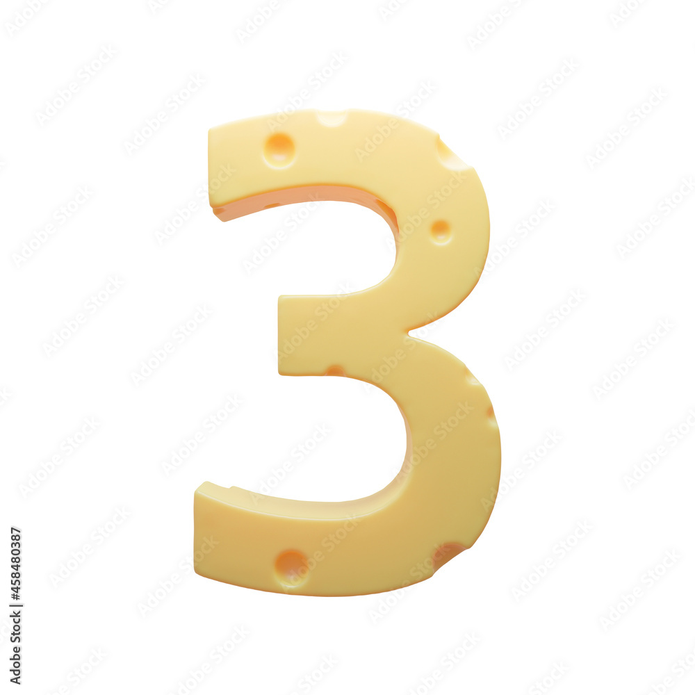Cheese alphabet font food number 3 Cheese alphabet font food number 3