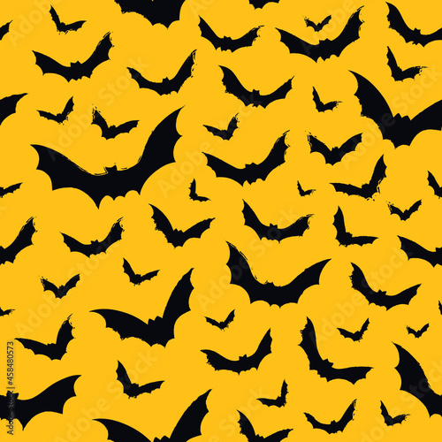 Hallowen pattern with scary bats. Vector seamless background. Ready for printing on textile and other seamless design. 