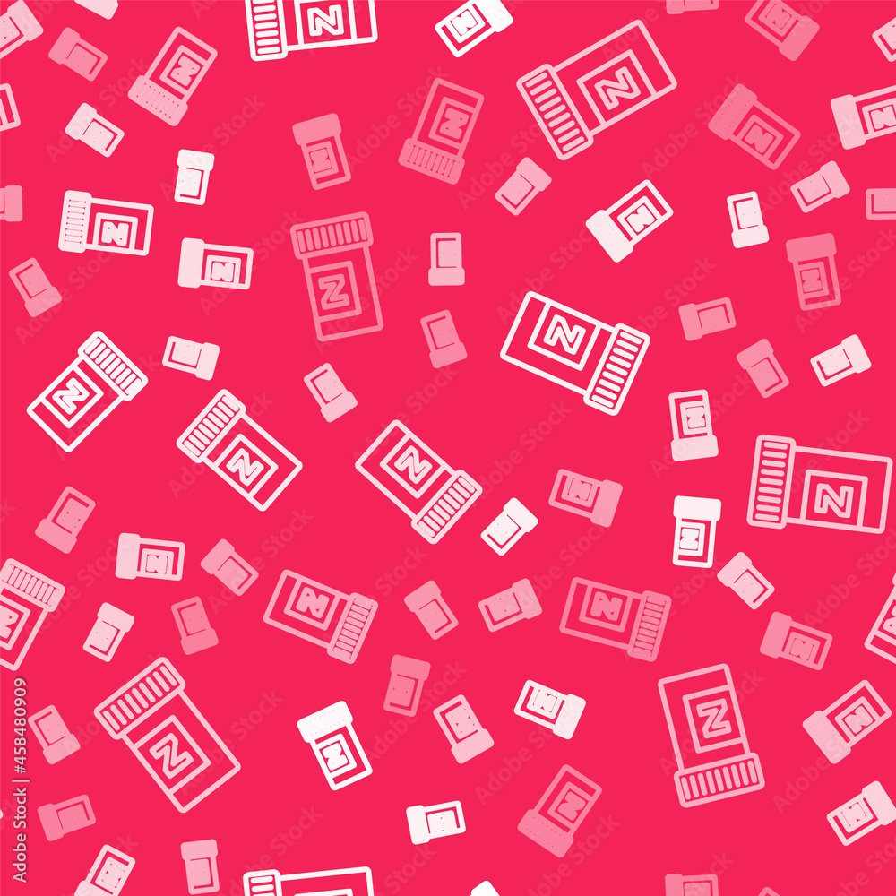 White line Sleeping pill icon isolated seamless pattern on red background. Vector White line Sleeping pill icon isolated seamless pattern on red background. Vector