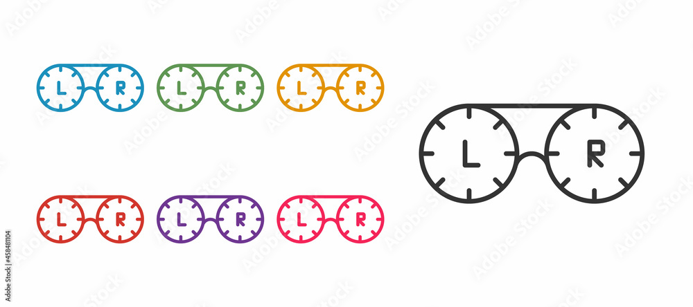 Set line Contact lens container icon isolated on white background. Eyesight care, lens hygiene container. Set icons colorful. Vector Set line Contact lens container icon isolated on white background. Eyesight care, lens hygiene container. Set icons colorful. Vector