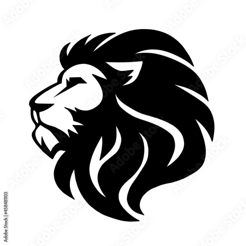 black and white silhouette of a lion
