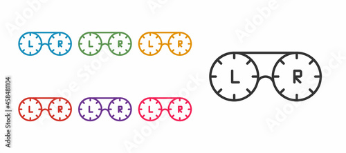 Set line Contact lens container icon isolated on white background. Eyesight care, lens hygiene container. Set icons colorful. Vector
