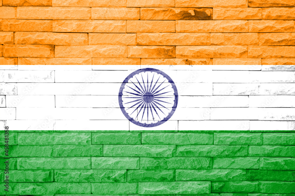 India flag on a brick wall background