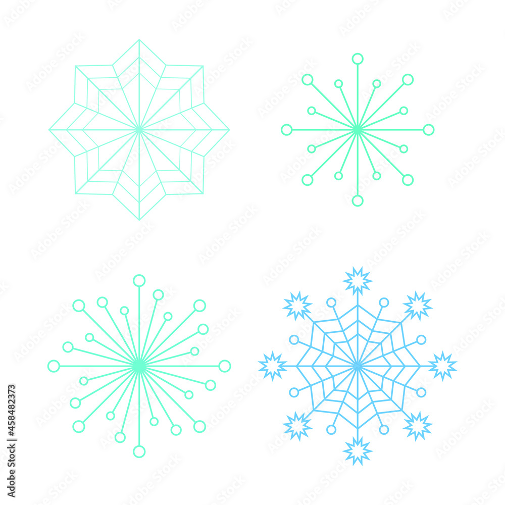Fototapeta premium Set of blue snowflakes for winter design