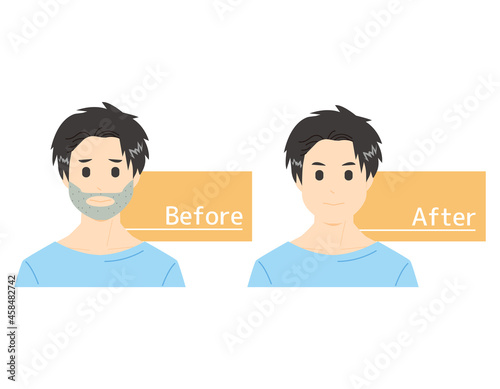 男性の顔　ベクターイラスト　髭