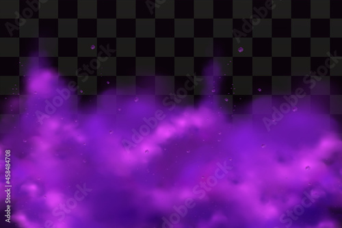 Realistic scary mystical fog in night Halloween.