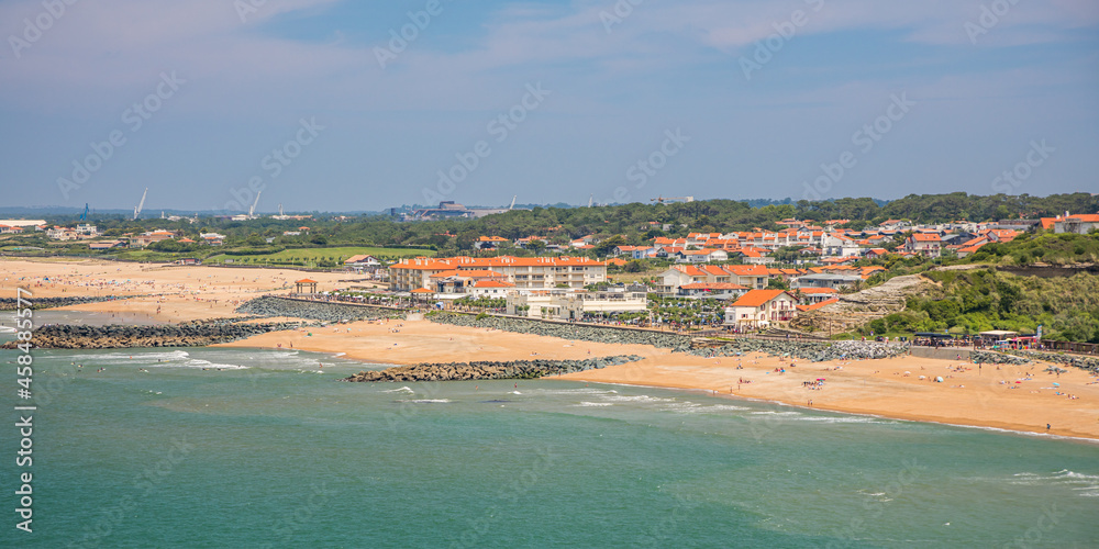 Panoramic view of the Sables d'Or and Chambre d'Amour beaches in Anglet, France