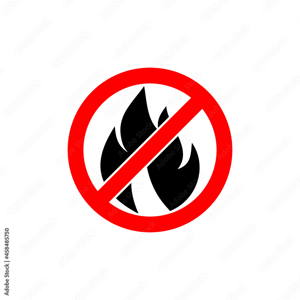 No fire sign icon isolated on white background No fire sign icon isolated on white background