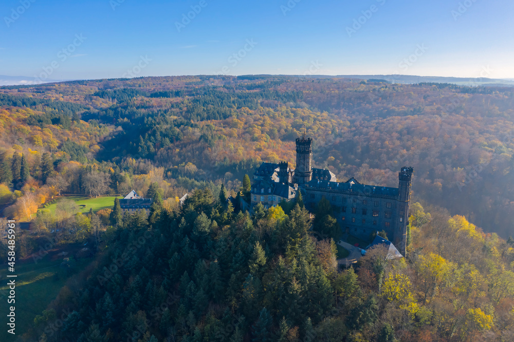 Bird's eye perspective on Castle Schaumburg near Balduinstein / Germany
