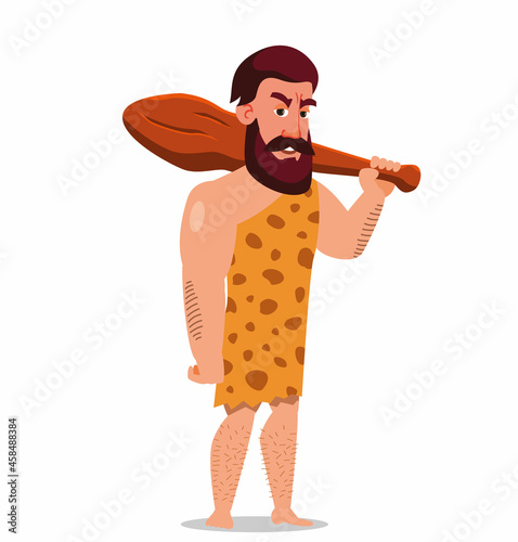 Cartoon caveman with a club on his shoulder