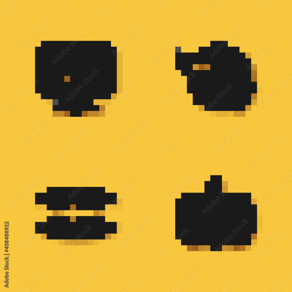 Fototapeta premium Set Happy Halloween holiday, Pumpkin, Vampire teeth and Moon and stars icon with long shadow. Vector