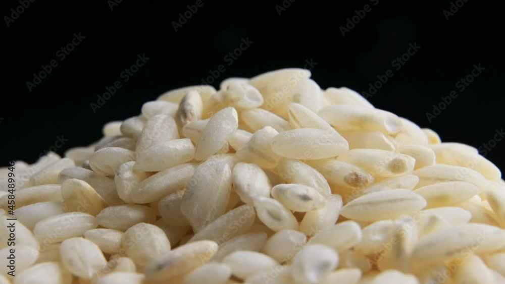 White rice close-up rotates in a circle White rice close-up rotates in a circle