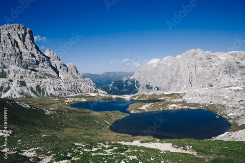 Spectacular romantic place on Tre cime di Lavareda circular trek. Dolomites view. Italy