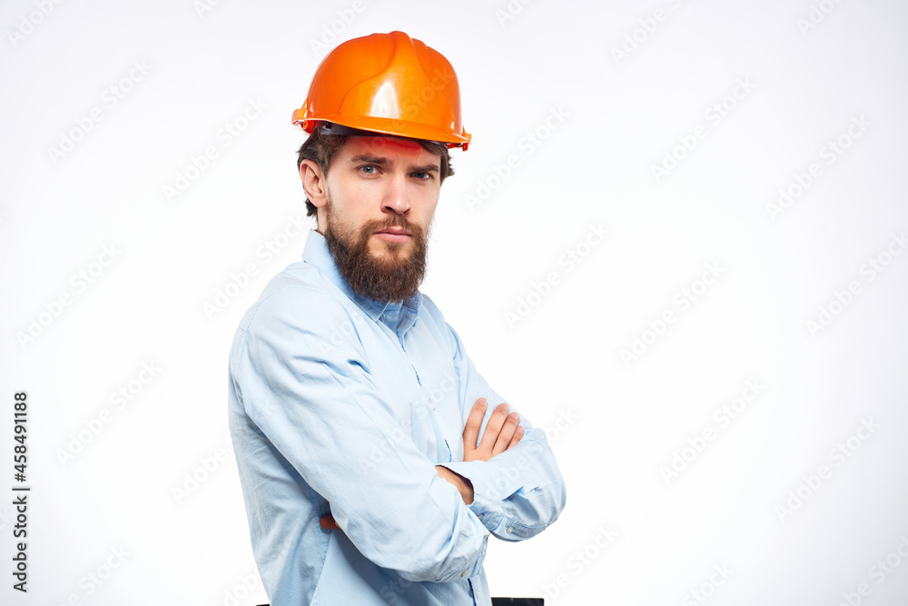 man in shirt orange helmet safety construction engineer man in shirt orange helmet safety construction engineer