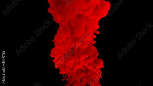 Waves and drops of red paints. Cosmic magic background. Beautiful abstract background. Blood-red cloud of ink.