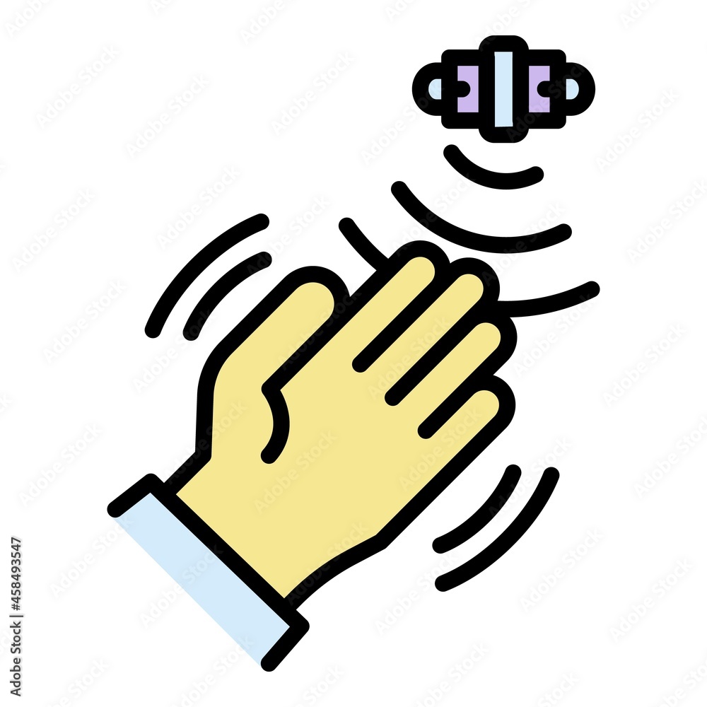 Hand motion sensor icon. Outline hand motion sensor vector icon color flat isolated