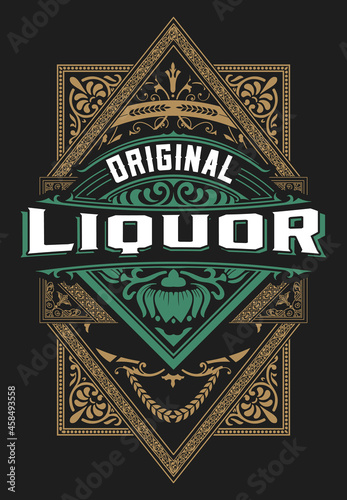 Whiskey label with old frames