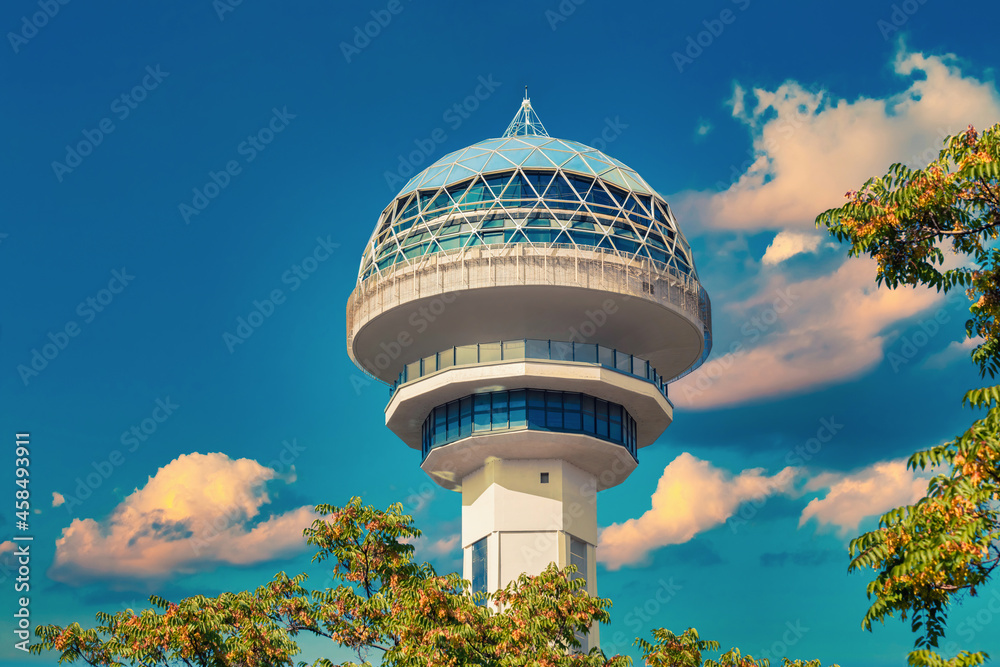 Atakule behind the branches. Symbol of Ankara in front of sky. Popular ...