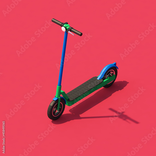An electric scooter 3d low poly illustration