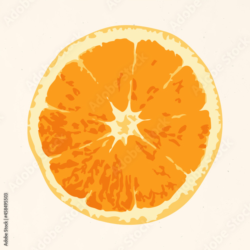 Hand drawn vectorized half of tangerine orange sticker design resource