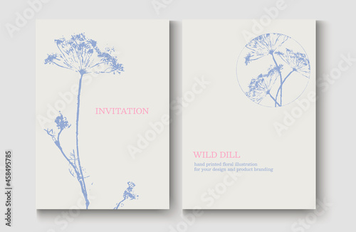 vector card template with hand drawn wild dill