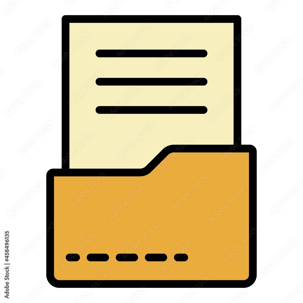 Document in folder icon. Outline document in folder vector icon color flat isolated Document in folder icon. Outline document in folder vector icon color flat isolated