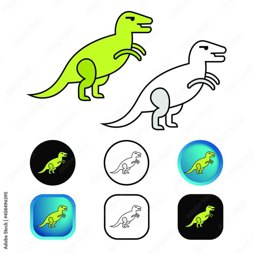 Flat Dinosaur Animal Icon Collection