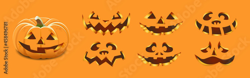 Halloween-pumpkin orange lantern. Vector.