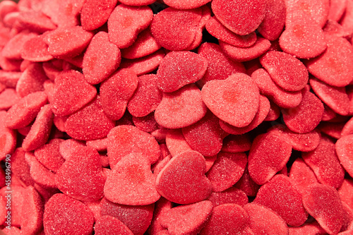 Heart shaped gummy candy. Close-up, selective focus