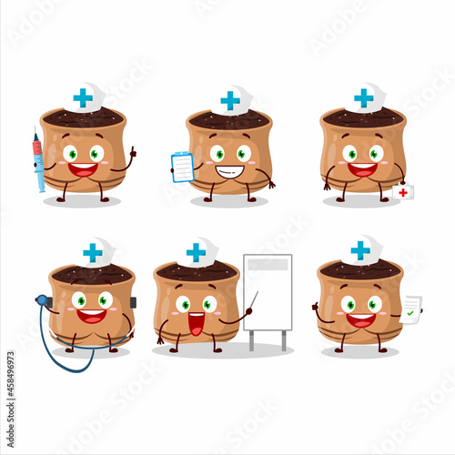 Doctor profession emoticon with sumach cartoon character photo