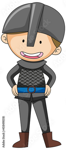 Simple cartoon character of a soldier isolated