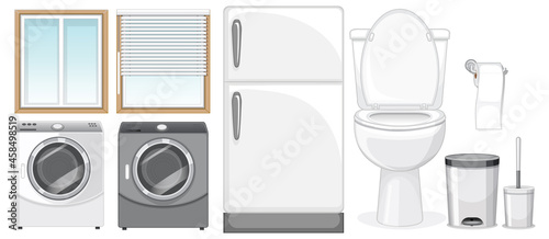 Furniture set for interior design on white background