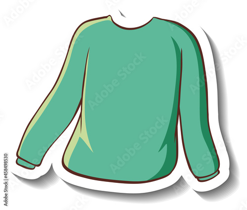 A sticker template with a green sweater isolated