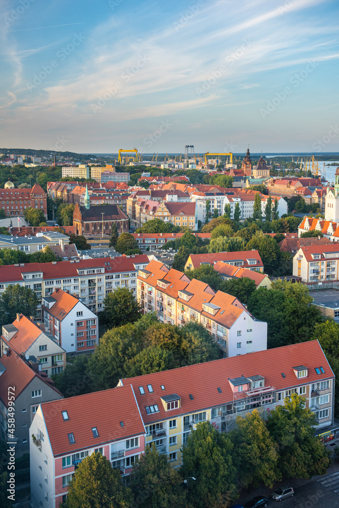 Szczecin cityscape on a sunny day, Poland, Europe.