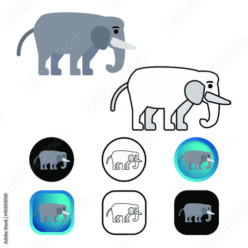 Flat Elephant Animal Icon Collection