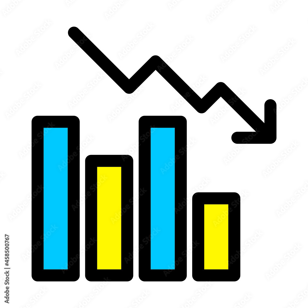 Icon flat unstable business diagram Icon flat unstable business diagram